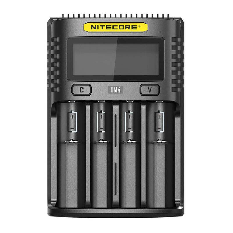 NITECORE UM4/UM2 LCD-skärm Display Lithium Batteriladdare 4-Slots USB-laddning Smart Rapid Battery Charger