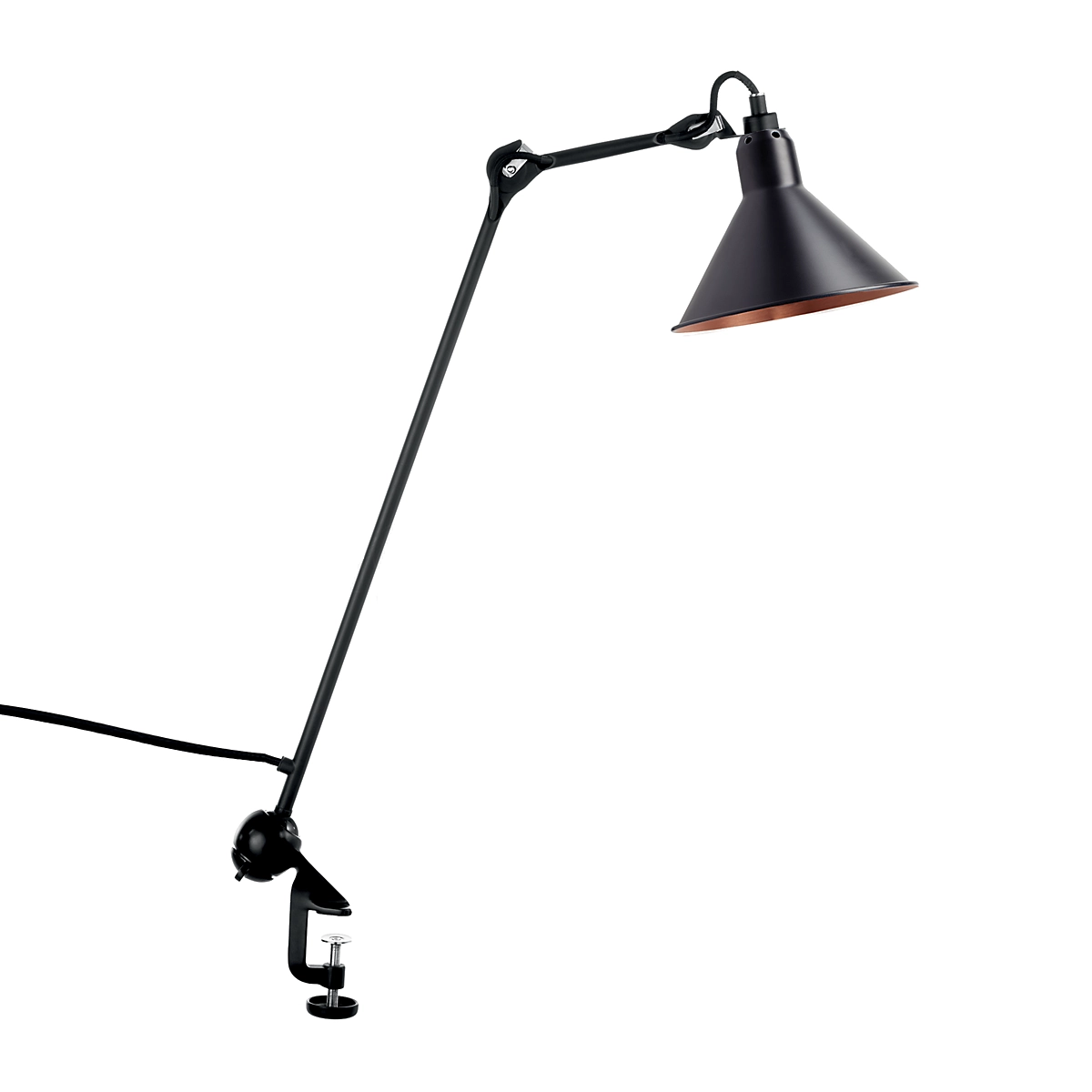 Lampe Gras 201 arkitektlampe - Sort/sort m. kobber inderskærm