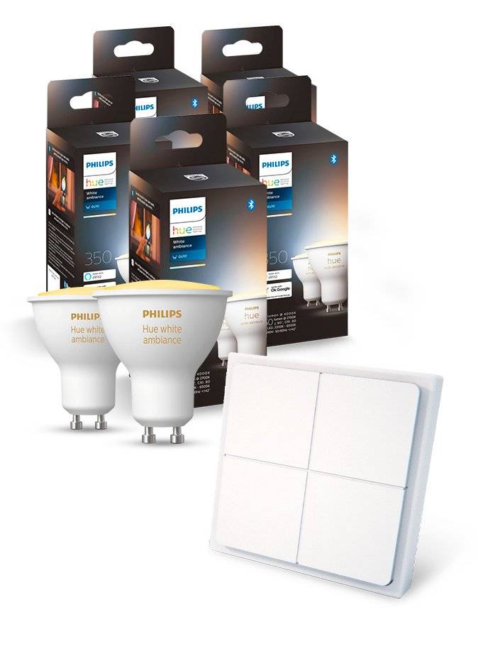 Philips Hue White Ambiance LED Spot - GU10 - 10-pak (NY 2024 MODEL) + Lightbee