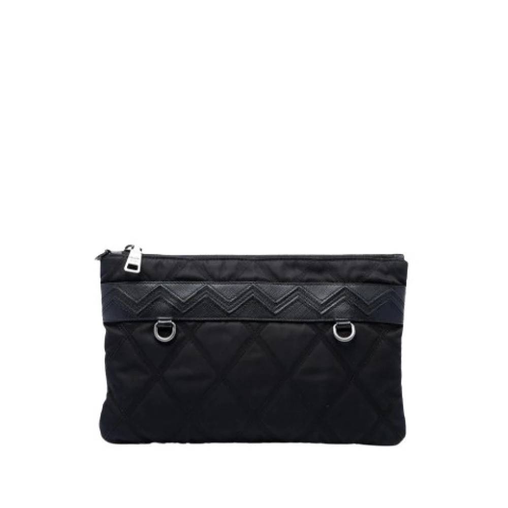 Prada Vintage Pre-owned Quilted Nylon Clutch - Vintage - Dame - Sort - ONE SIZE - Nylon
