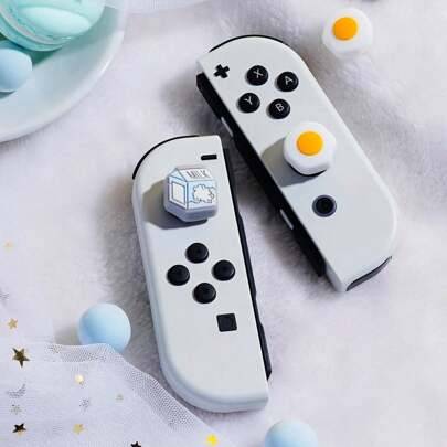 4 st/set Mjölkstekt äggmönster Silikon Analog Stick Thumb Grip Cover Kompatibel med Switch OLED/ Switch/ Switch Lite, söta Joycon Controller Joystick - Flerfärgad (Nitendo Switch OLED,NintendoSwitch,Nintendo Switch Lite)