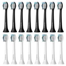 16 Stück Whitening Clean Ersatzbürsten Kompatibel mit Philips Sonicare Elektrische Zahnbürste, 8er Weiß und 8er Schwarz Aufsteckbürste.