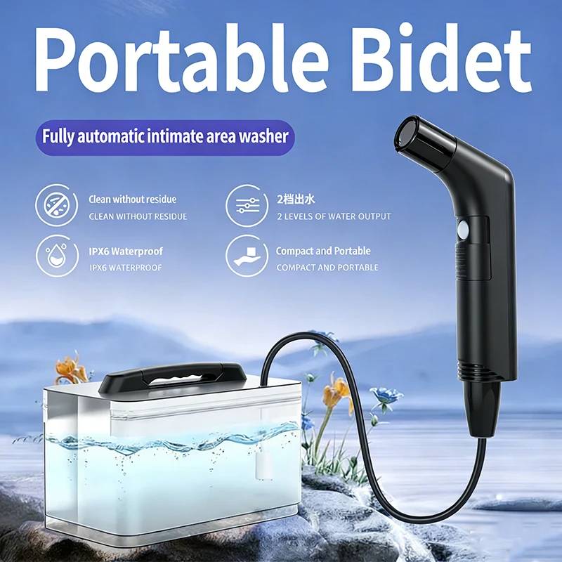 Portable Electric Bidet Sprayer Handheld with 2-Level Pressure Adjustment Rechargeable Personal Hygiene for Travel