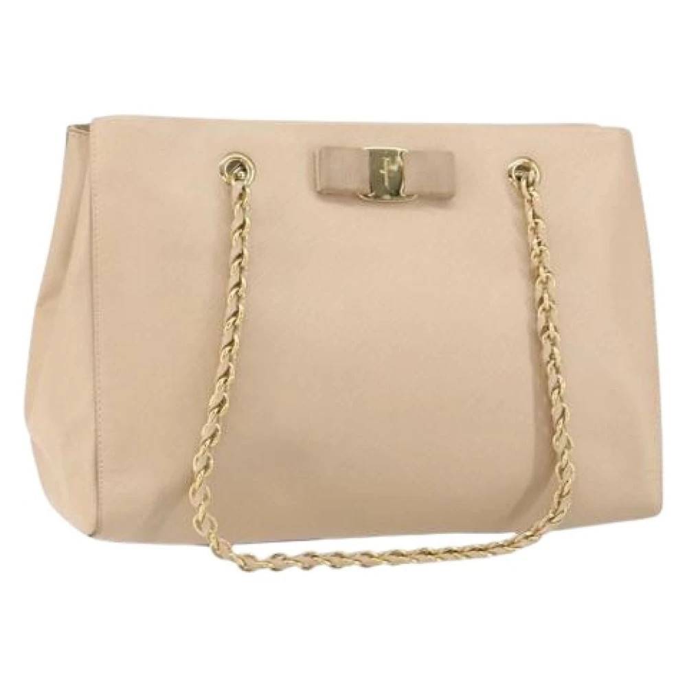 Salvatore Ferragamo Pre-owned Pre-owned Skuldertaske - Vintage - Dame - Beige - ONE SIZE - Uld