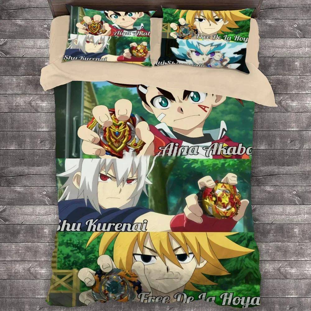 Anime Beyblade Burst Bedding Set Duvet Cover Bedroom Comforter Covers Single Twin King Size Quilt Cover Home Textile 2/3PCS US Twin(172x218cm)