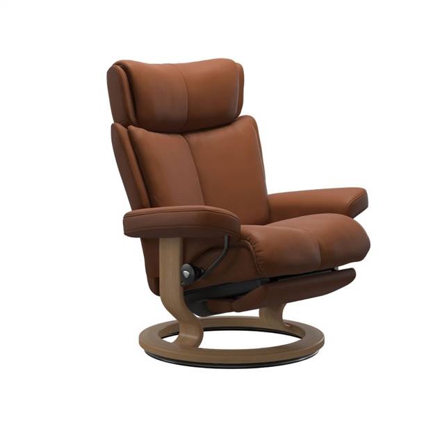 Stressless Magic lænestol m. Power leg/back - Classic stel / New Cognac Paloma læder - Medium Uden batteri