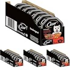 Cesar Hundefutter Nassfutter Landküche mit Rind, Pasta und Karotten in köstlicher Sauce, 14 Schalen (14 x 150g) (Packung mit 4)