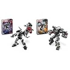 LEGO Marvel War Machine Mech, baubares Superhelden-Spielzeug mit 3 Shootern & Marvel Venom Mech vs. Miles Morales, bewegliche Actionfiguren für Kinder