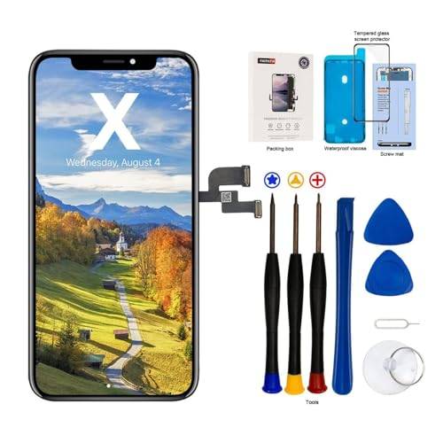 EFaith för iPhone X skärmbyte LCD-skärm digitizer full montering med 3D Touch + verktygssats + skärmskydd + vattentät tätning kompatibel modell A1865, A1901, A1902