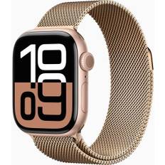 Apple Watch Series 10 Aluminium 42 mm (2024) | GPS | rosa guld | Milanorem | guld