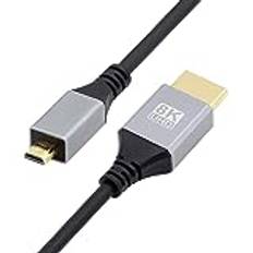 CY-kabel Micro HDMI 2.1 ultratunn HDTV-kabel 8K 4K hyperflexibel smal sladd typ A till typ D för kamera HDTV 100 cm