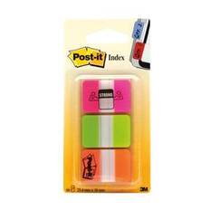 Post-it Strong Indexfaner 25,4x38,1 Neon, sæt med 3 farver