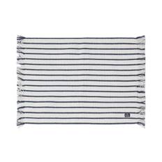 Striped Recycled Cotton Placemat with Fringes Navy