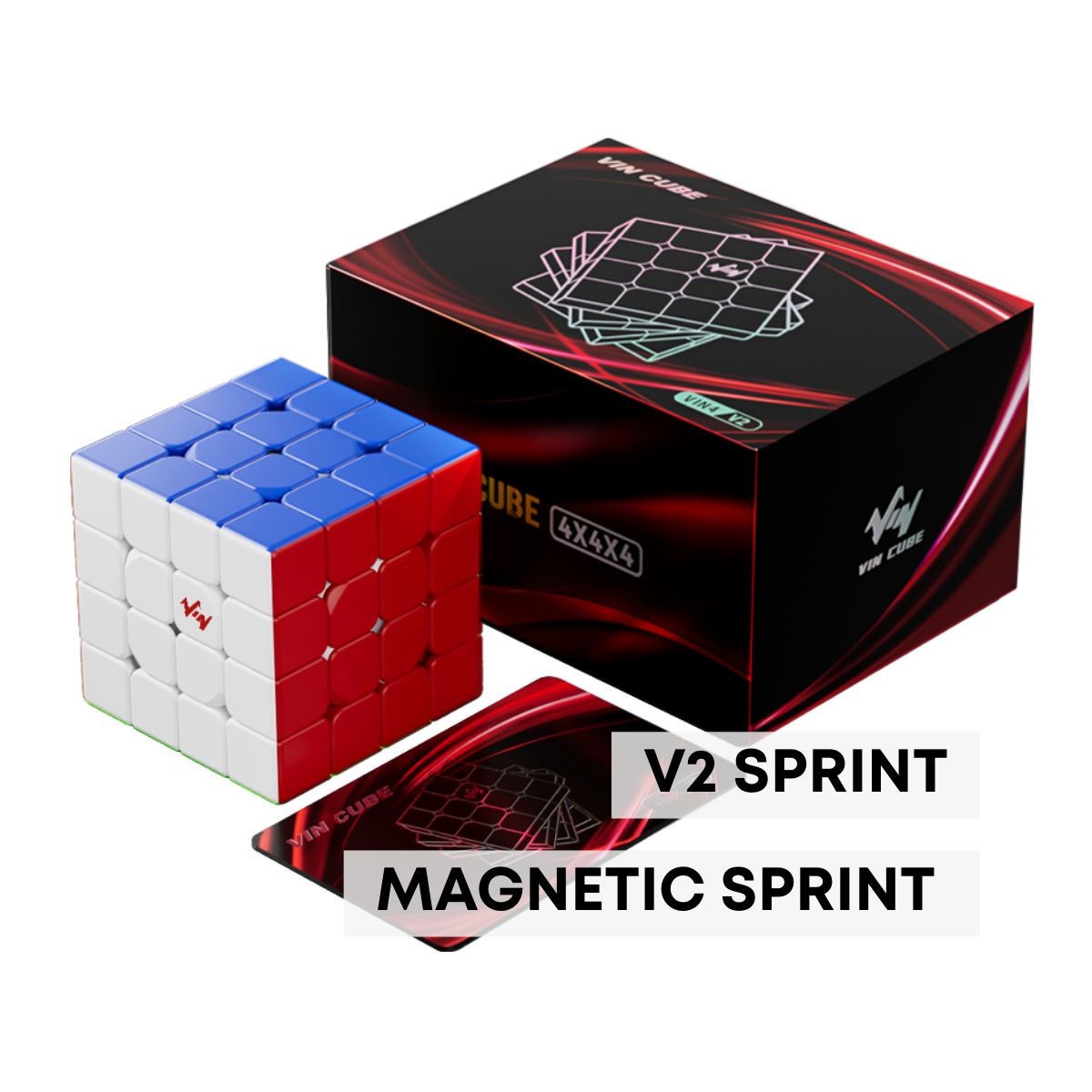 VIN Cube Sprint V2 4x4 Magnetic Stickerless 58mm - Rubiks Kub
