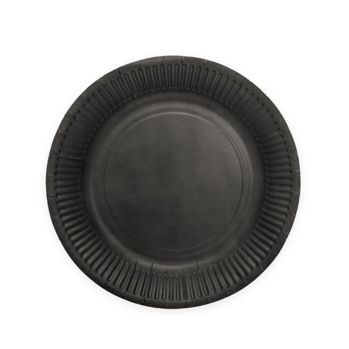 Sort pap tallerkner 8x - Ø 18 cm.