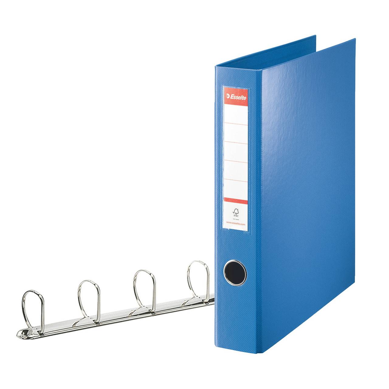 Ringbind blå A4 Maxi med 4 D-ringe og 60 mm ryg - Esselte 82405 - 12 stk.
