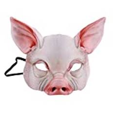 Djur gris huvudmask skrämmande cosplay rekvisita djurmask maskerad halloween halv ansikte gris mask festival cosplay rekvisita, Vitt, M