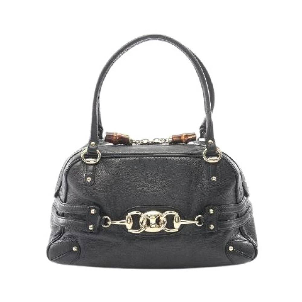 Gucci Vintage Pre-owned Bamboo Horsebit Læder Håndtaske - Vintage - Dame - Sort - ONE SIZE - Læder