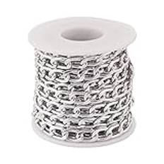 FASHEWELRY CHA-TA0001-12-BY-EU 5 meter silver aluminium pansarkedjerulle 13 x 8 mm smyckestillverkning kedja tvinnad kubansk kedja för gör-det-själv tjock kvinnor män armband halsband, , Silver #13 x 8 mm