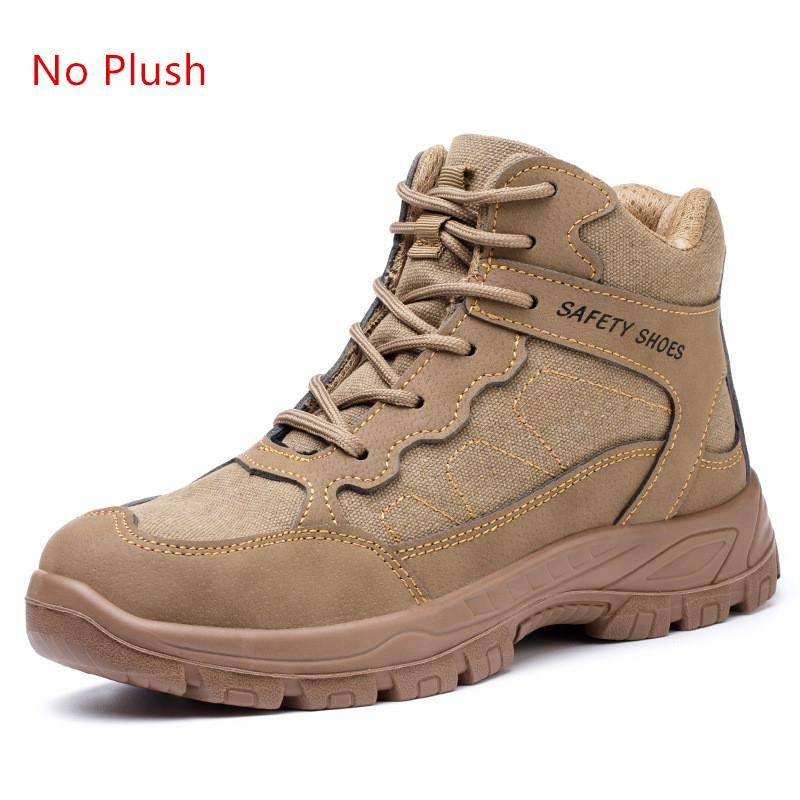 Winter Safety Shoes Warm Plush Shoes High Top Work Shoes with Steel Toe Cap Indestructible Shoes Safety Boots Men for Work 36