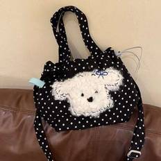 Back To School Polka Dot Puppy Handbag Shoulder Bag Crossbody Bag For Work Commute Outdoor Daily Use Shopping Student Fashion Large Capacity Cute Desi - Black