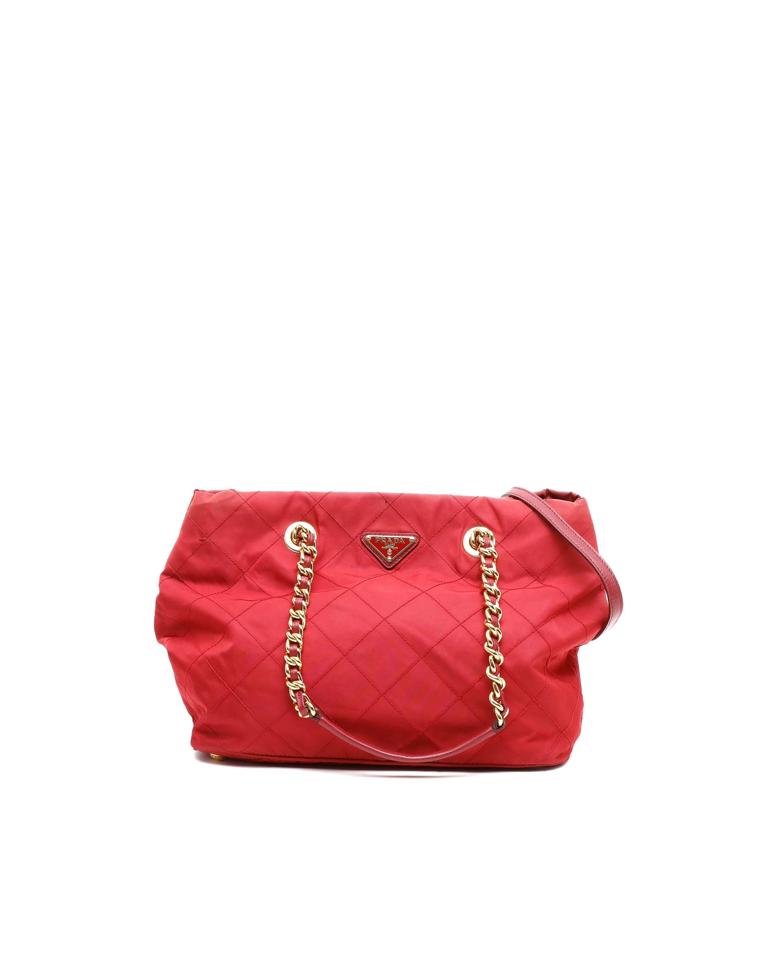 Prada Tessuto Quilted Chain Bag - Red - One Size
