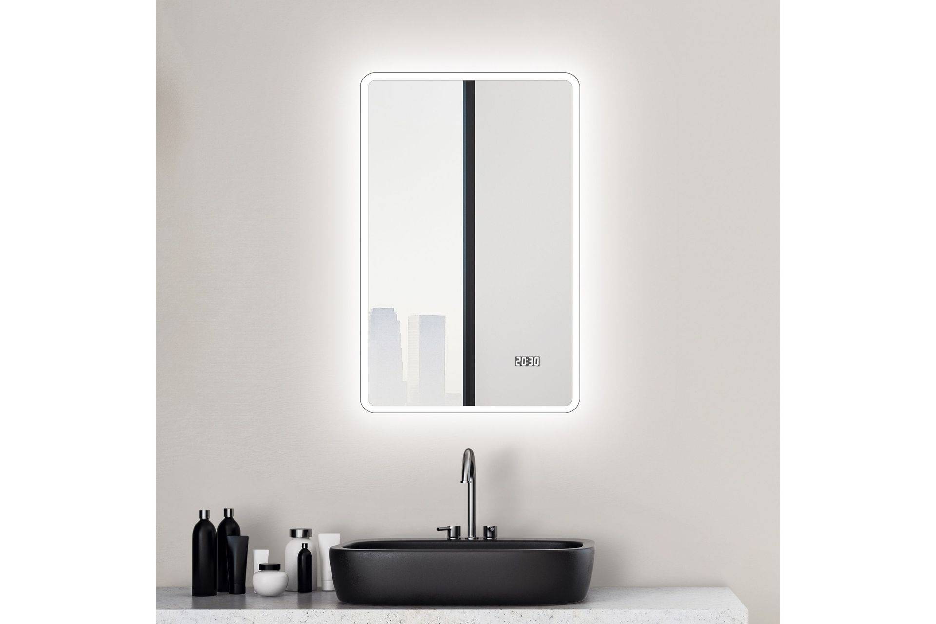 Aspsele Badrumsspegel 45x70 cm LED-belysning - Grå