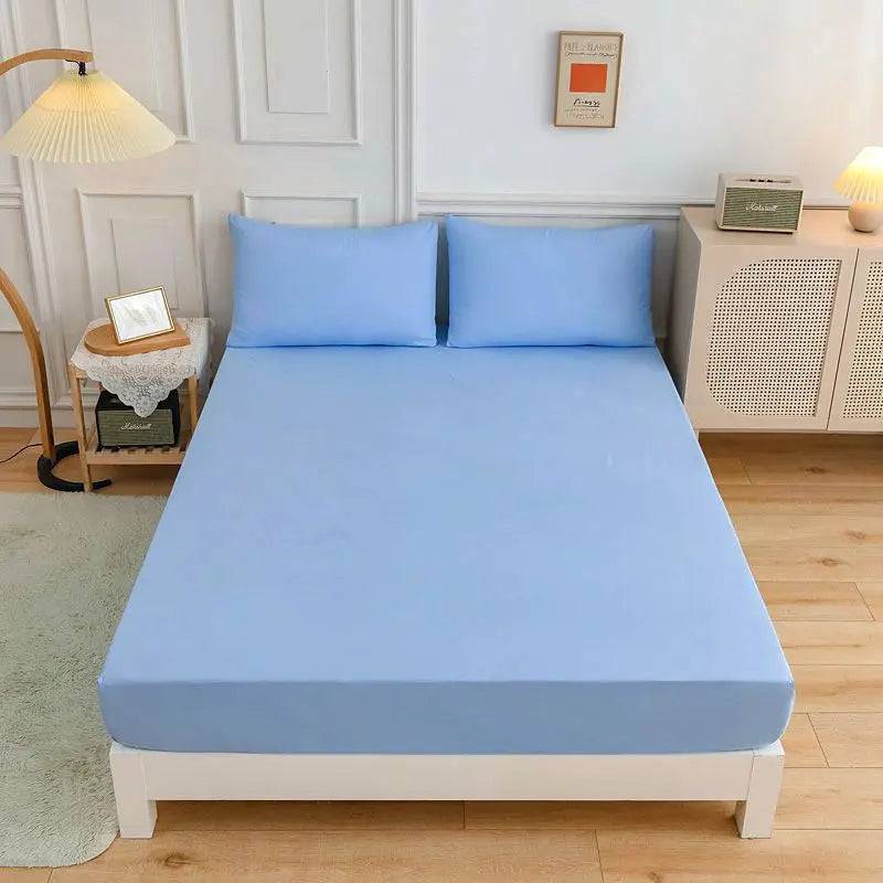 Kuup High Quality Fitted Sheet 90/180/150x200 Cm Mattress Cover Elastic Band Bed Sheet Queen King Size No Pillowcases Included - 1s tian lan / Queen
