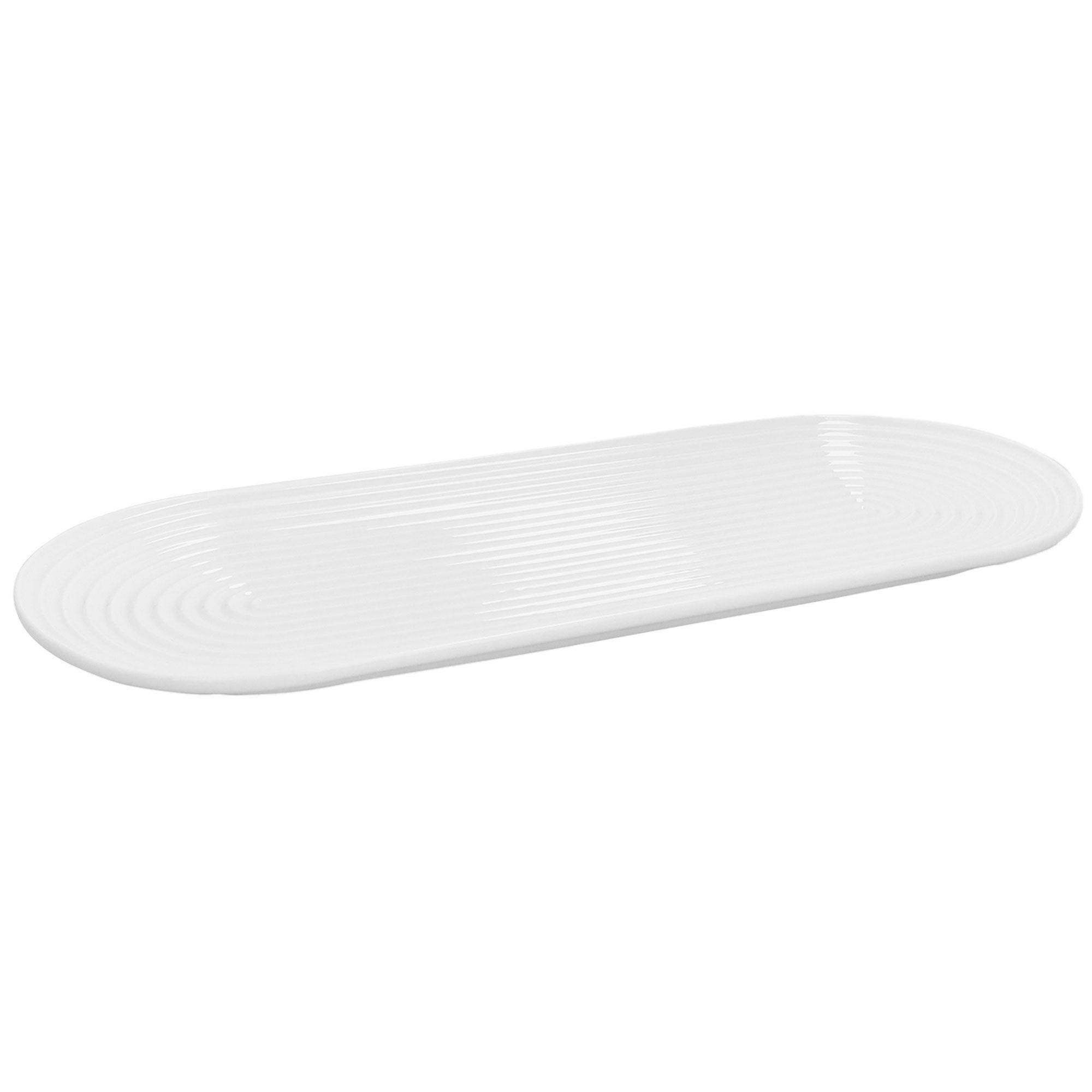 Lyngby porcelæn Tura ovalt serveringsfat 48×20 cm, vit - Vit