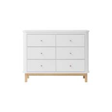 Wood Dresser 6 Drawers, white/oak