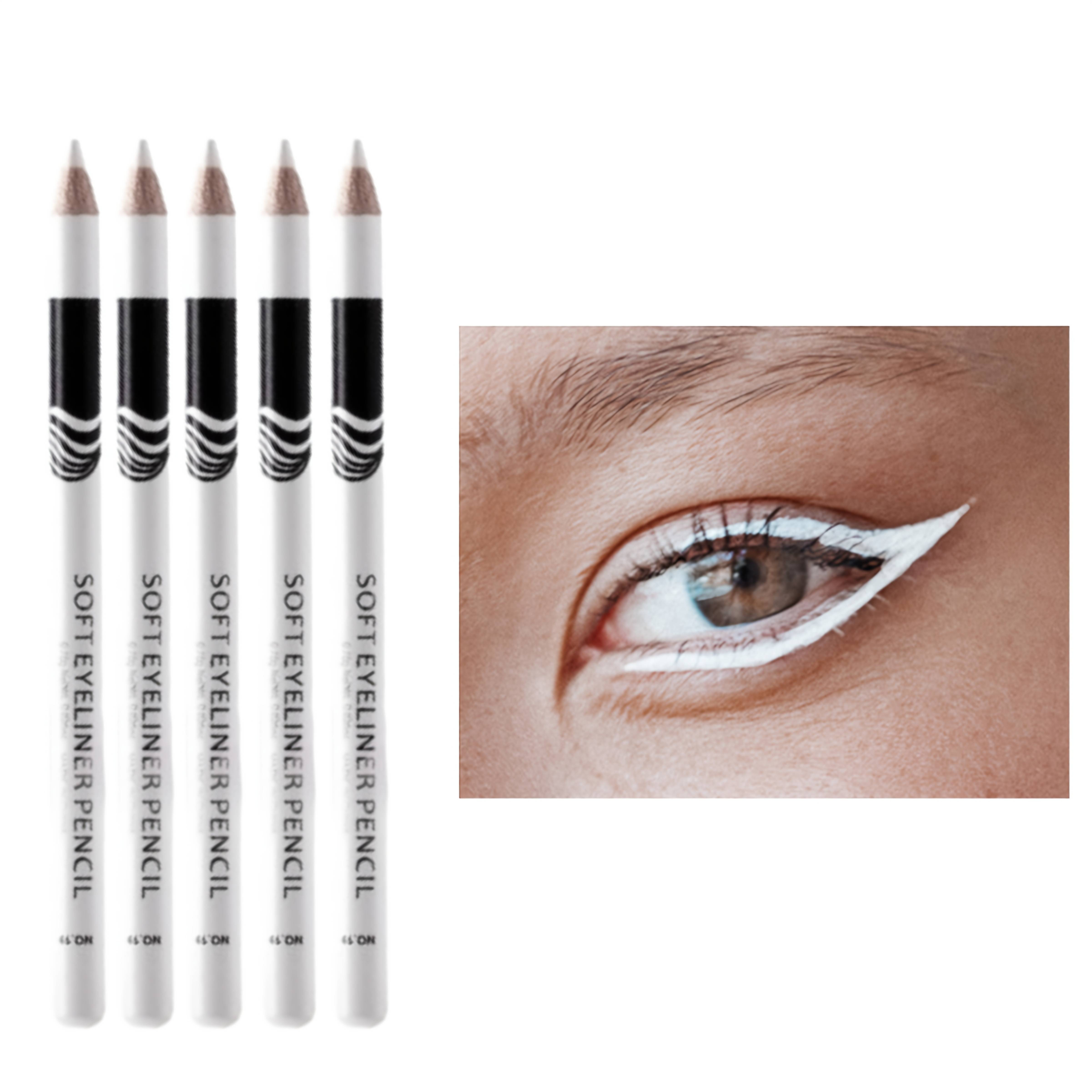 5pcs Eyeliner Pen, White, Waterproof And Sweatproof, And , Eye Makeup