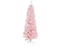(ComputerSalg) Juletræ kunstig smalt PVC BLING, Klasse C, 180X68 cm u/LED lys, lyserød NORDIC WINTER (780-182)