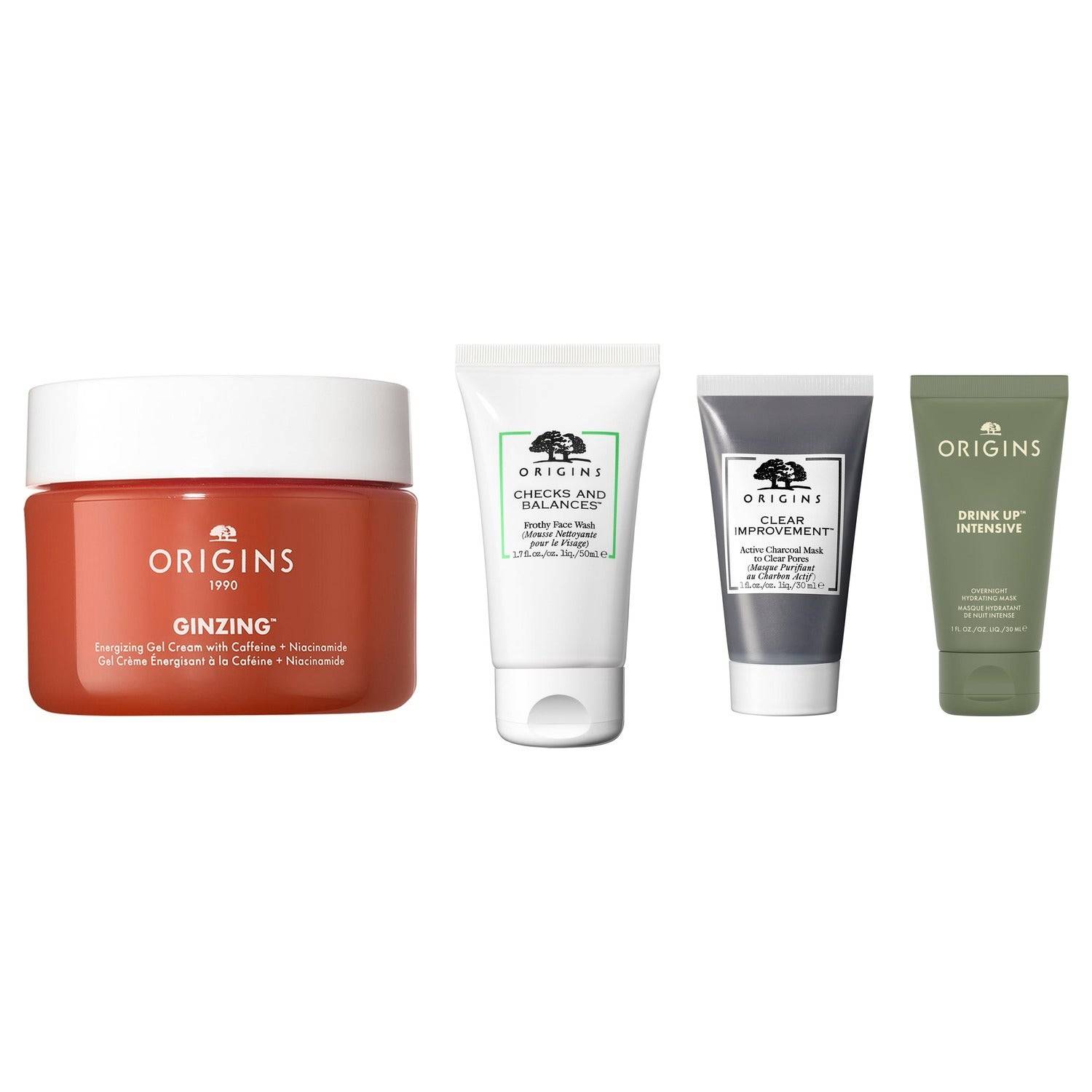 Origins Complete Skincare Essentials Set Cleanser 50ml, Gel Cream 30ml, Mask 30ml, Night Mask 30ml - 140 ml
