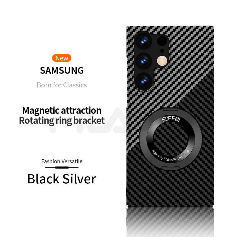 För Samsung Galaxy S26 S25 S24 Ultra Plus Magsafe Fodral Ultratunt Matt Kolfiber Trådlös Laddning Magnetisk Ring Hårt Skydd