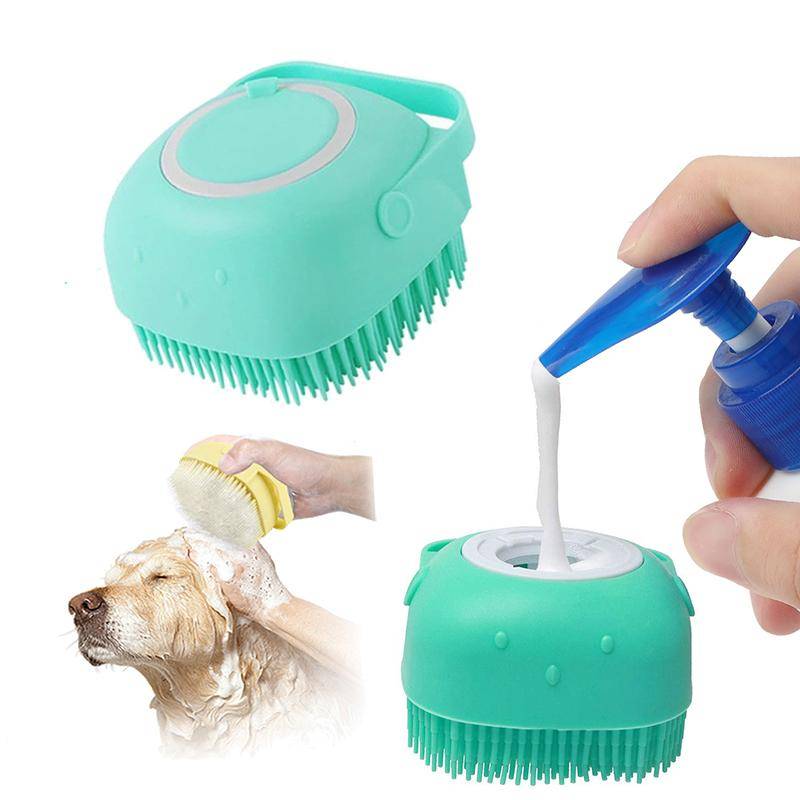 Husdjursbadborste Schampo Massageborste Mjuk silikon Valp Kattkam Husdjurshund rengöringsborste för hund Kattdusch Grooming Tool