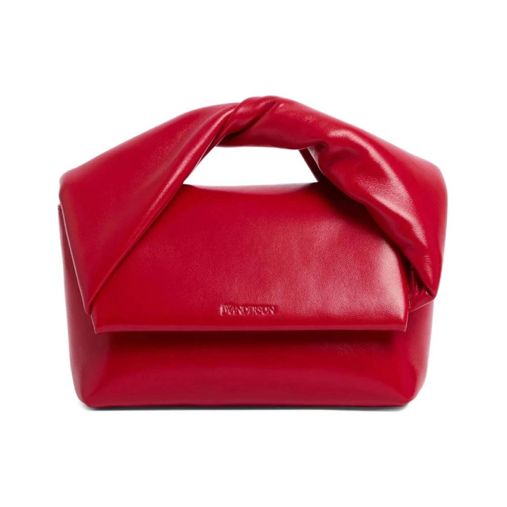 JW Anderson Crimson Red Twisted Handle Shoulder Bag - Tasker - Dame - Rød - ONE SIZE - Uld