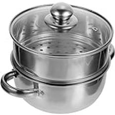 Crab Steamer Pot Rostfritt stål Steamer Pot, Soppgryta Stock Pot Mat Ångkokare med glaslock Köksredskap för matlagning Hem Kök Mat Steamer Wok (24X18X12CM)