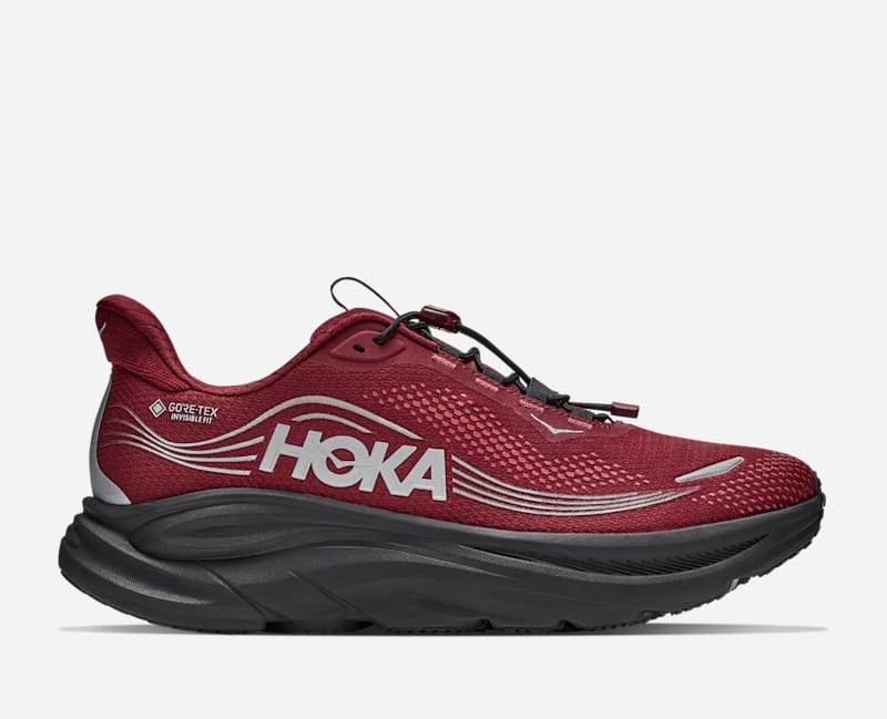 HOKA Clifton 11 GORE-TEX® Schuhe für Herren in Varsity Burgundy/Carbon Black Größe 46 | Straße