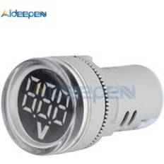 Diy mini digital voltmeter 22mm round dc 6-100v volt voltage tester meter monitor ström led indikator pilotlampa display - Vit