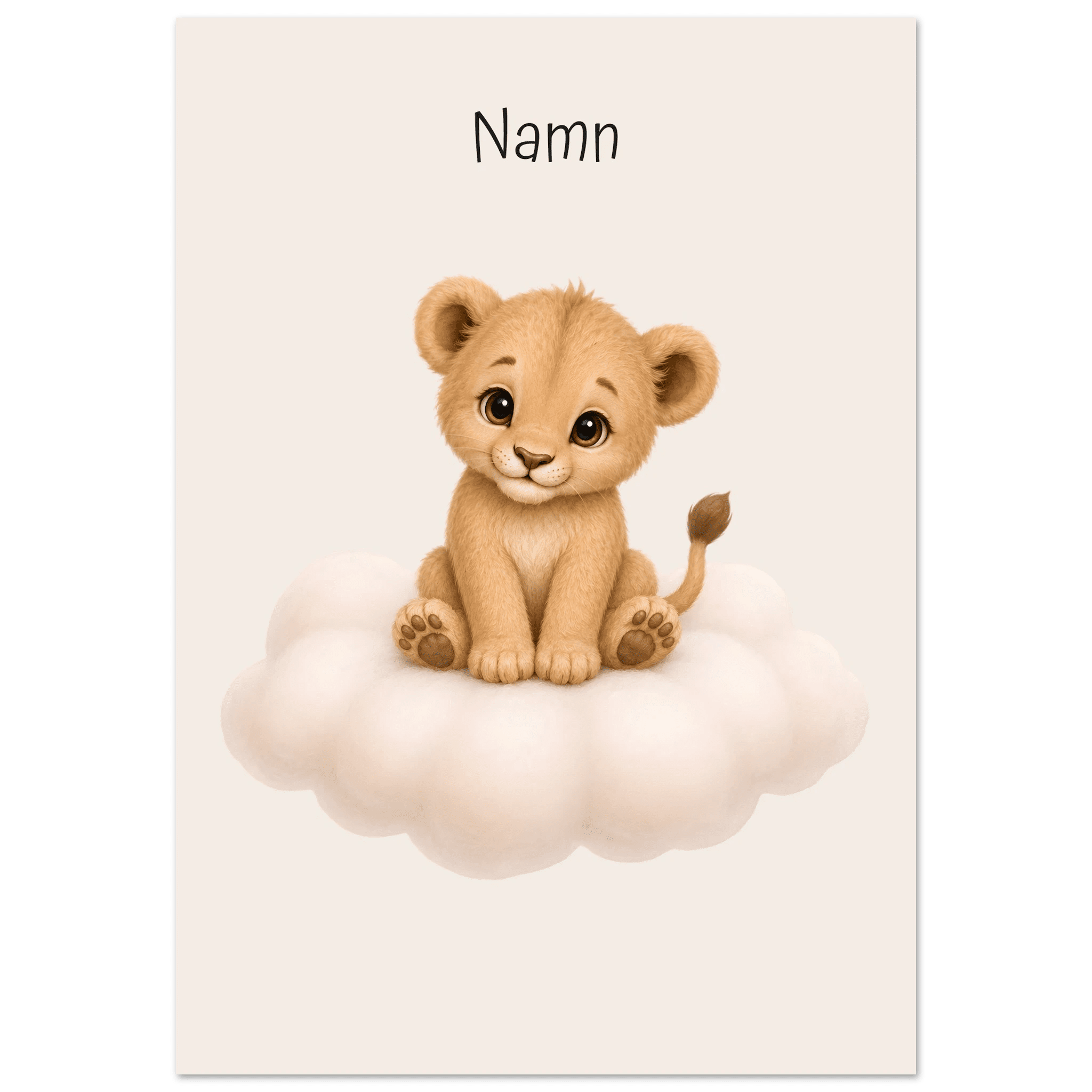 Lejon på moln med namn-70x100 cm / 28x40″ / Utan ram / -