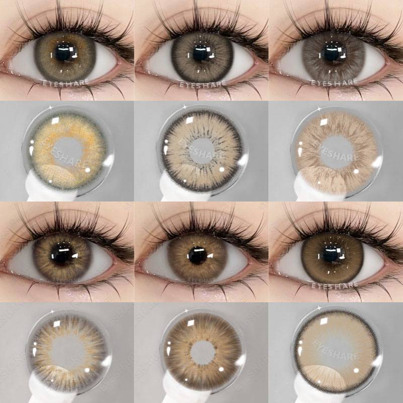 EYESHARE 1pair Brown Color Contact Lenses For Eyes Colored Lenses Brown Lenses Natural Colorful Contact Lens Yearly Use