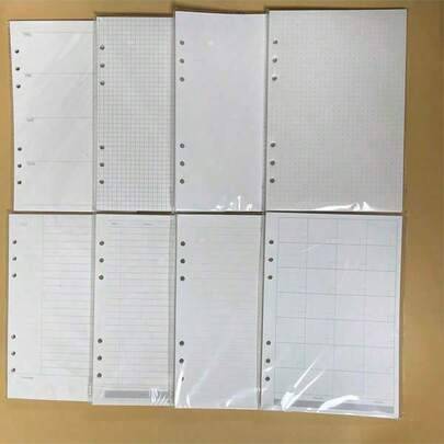 A5 45 ark refillpapper, 6-håls pärm anteckningsbok innerpapper, veckovis/månadsvis/tom planeringsjournal anteckningsbokdelar - Vitt (Varje vecka,Girds,Tom,Punkt,Linje,Cornell,Financel,En gång i månaden,ATT GÖRA)