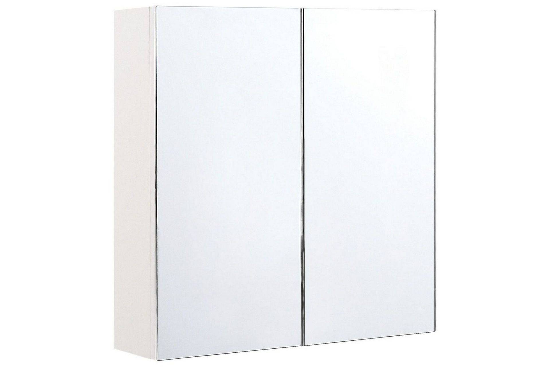 Badrumsskåp med spegel Navarra Vit, Silver, 60x14x60 cm - Vit, Silver, 60x14x60 cm Spegelskåp
