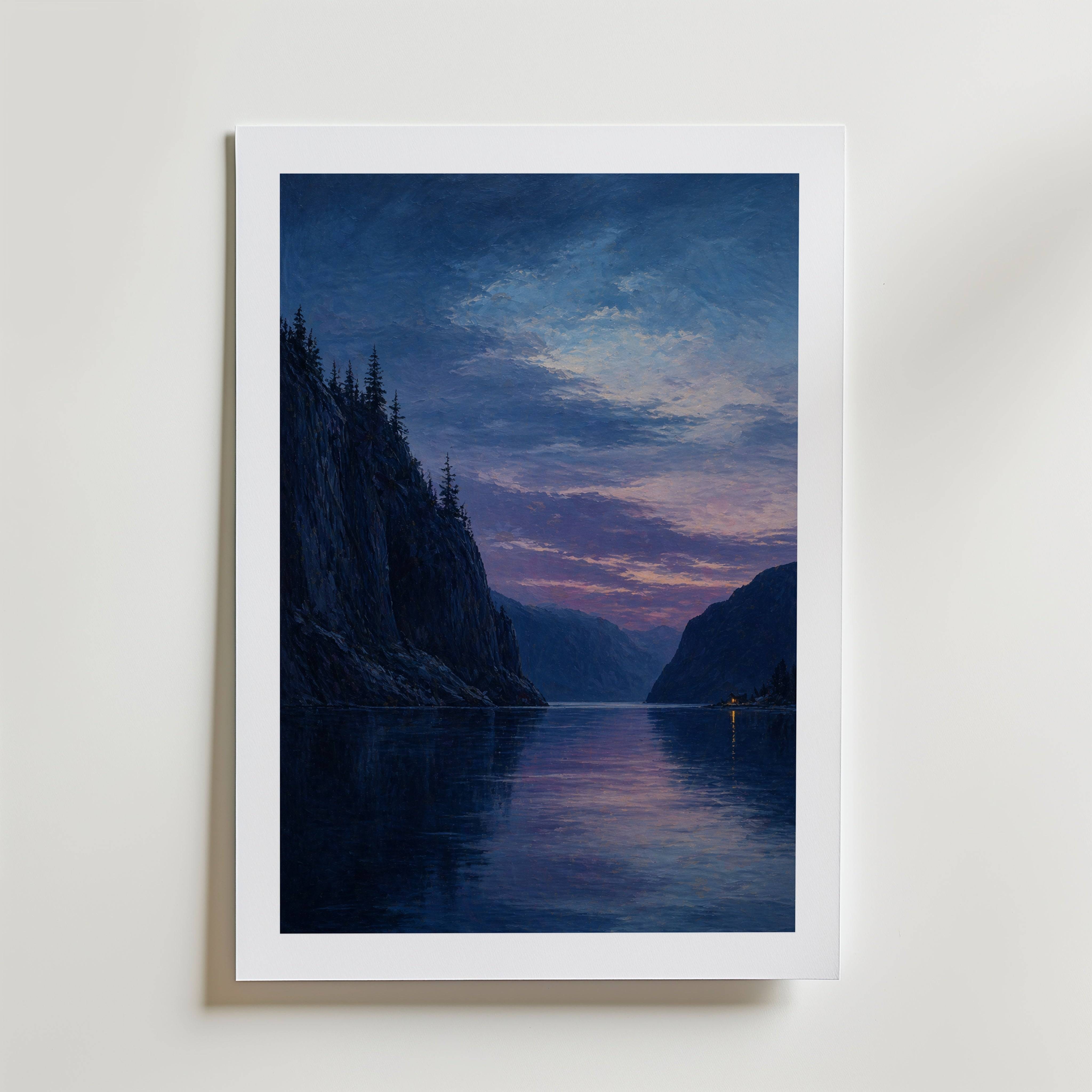 Twilight Fjord Poster - Fine Art Poster 100x140 cm