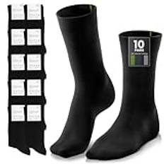 Strumpor 10 Pack Svart + Färgmarkering för Enkel Tvätt Sortering, Andas Mjuk Bomull, Dam Herr Barn | Classic Calf Sock Multipack Storlek 35-46 | Business Office Work Sport Suit Travel Kläder Skor