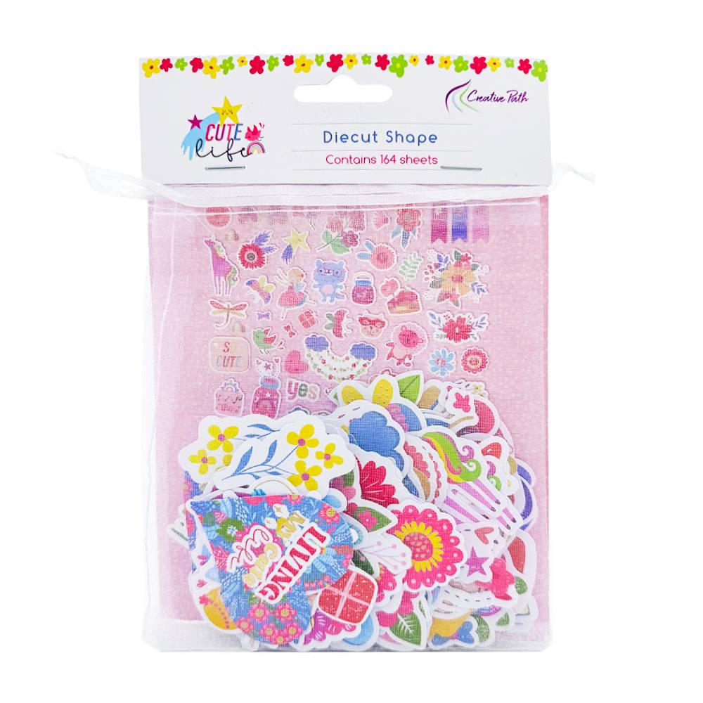 Creative Path 164pcs Cute Life Scrapbooking Die Cuts Gold Foil Paper Die Cuts Ephemera Embellishments For Journaling Crafting