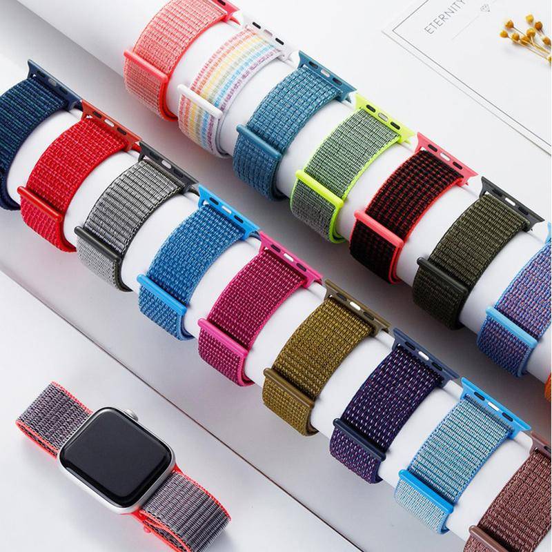 Nylonöglerem för apple watch band 44mm 40mm 45mm 41mm 38mm 42mm 49 44 45 mm Sportarmband iWatch Series Ultra 8 se 7 6 5 3 black