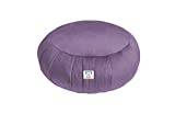 Sensory Owl Zafu Kudde för yoga – meditationskudde – rund – 100 % bomull – bovete – tillverkad i EU höjd 18 cm – diameter 35 cm – lavendel