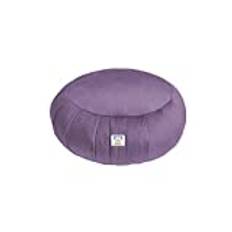 Sensory Owl Zafu Kudde för yoga – meditationskudde – rund – 100 % bomull – bovete – tillverkad i EU höjd 18 cm – diameter 35 cm – lavendel