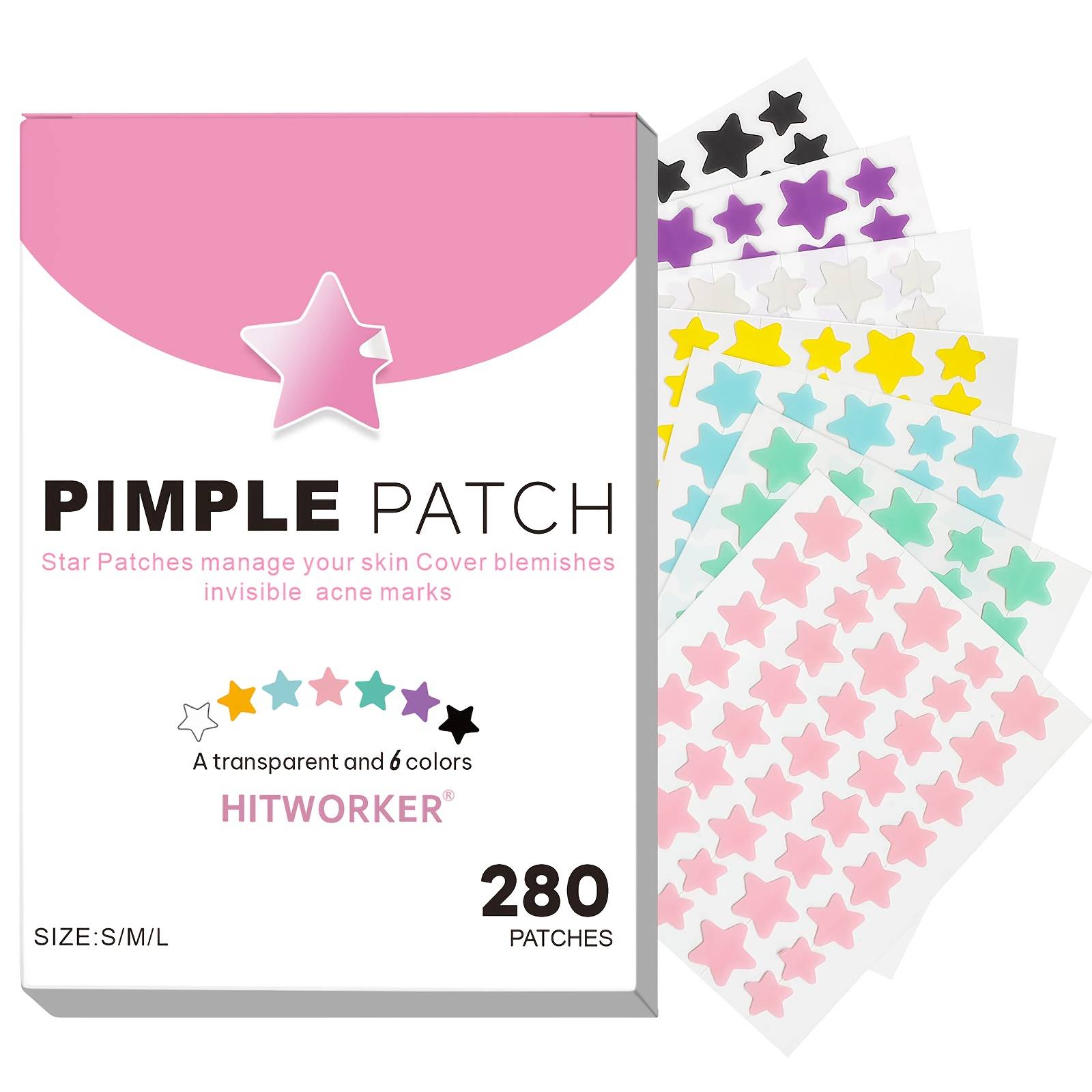 TEMU 280 Pimple Patches - Gentle, Non-irritating Patches To Cover And Blemishes - Star-shaped Patches, Waterproof And Breathable Facial Skin Personal Care Party Beauty Suitable For Types And Ages